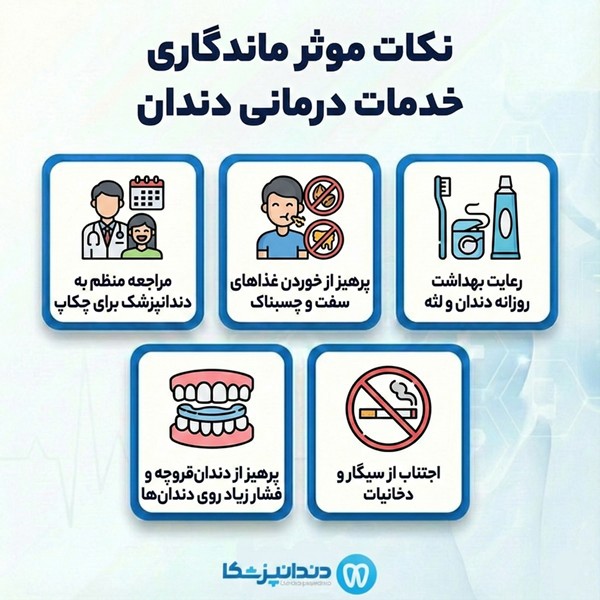 نکات موثر ماندگاری خدمات درمانی دندان