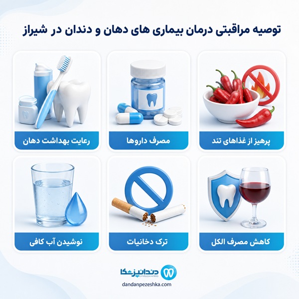 توصیه مراقبتی درمان بیماری های دهان و دندان در شیراز
